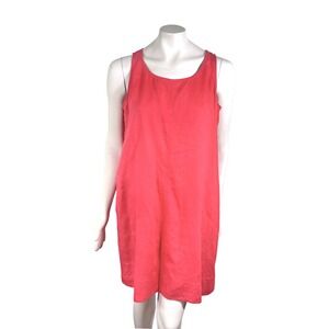 J Jill Coral Red Linen Sleeveless A Line Dress M Lightweight Minimalist‎ Beach